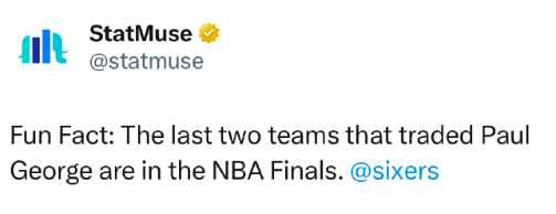 🤨美媒：最近交易保罗·乔治的两支球队本赛季均晋级总决赛