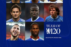 切尔西球迷票选队史120年最佳阵:阿扎尔、兰帕德、特里在列